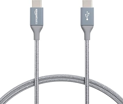 Amazon Co Jp Amazonベーシック 充電ケーブル 二重網組ナイロン Usb Type C Type C 2 0 ダークグレー 約0 9m パソコン 周辺機器