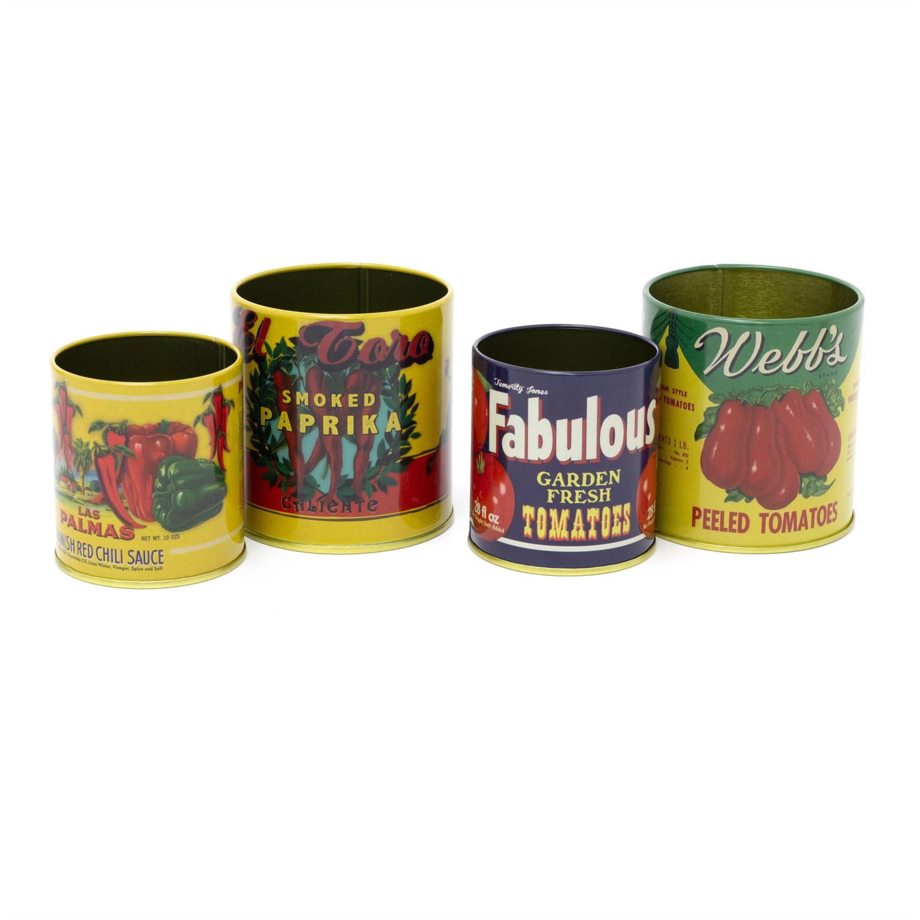 Carousel Home Webbs & El Toro Mini Mediterranean Replica Food Tin Set | 4 Small Vintage Style Decorative Storage Tins | Retro Mini Metal Storage Pots