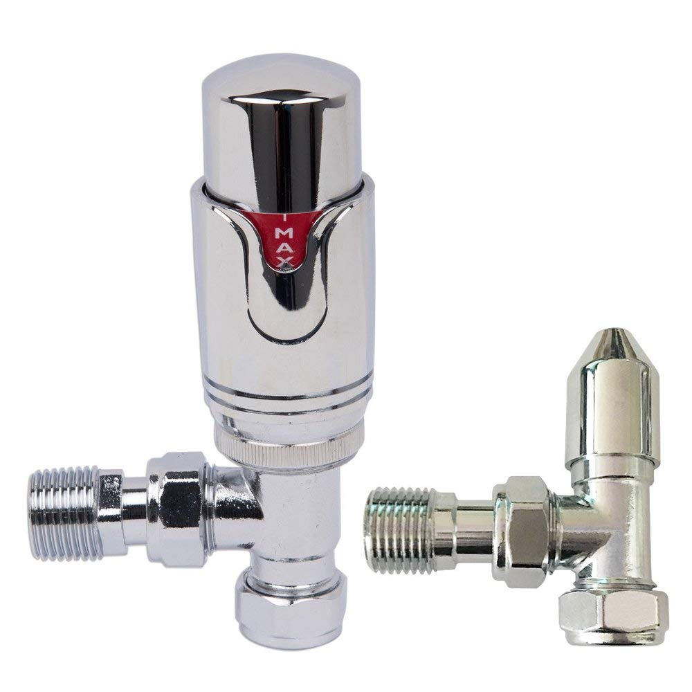Válvula termostática en ángulo Premium, válvula para radiador de toallero de baño, grifos de calefacción Central TRV de 15mm con válvula en ángulo Manual Gratis