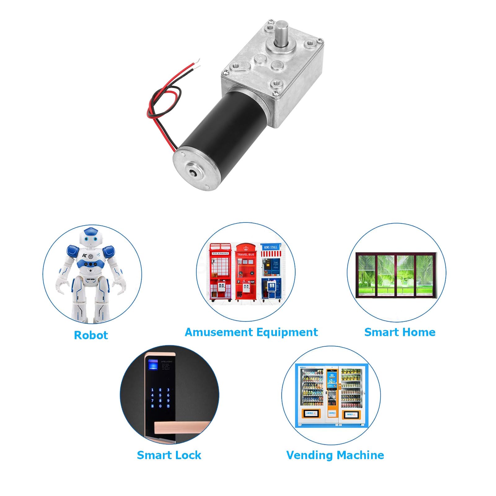 Getriebemotor 24V 30RPM DC, Elektrischer Schneckengetriebemotor mit Selbstsperrfunktion, Hohe Torsionsgeschwindigkeit Reduziergetriebe mit 8mm Welle für Smart Devices