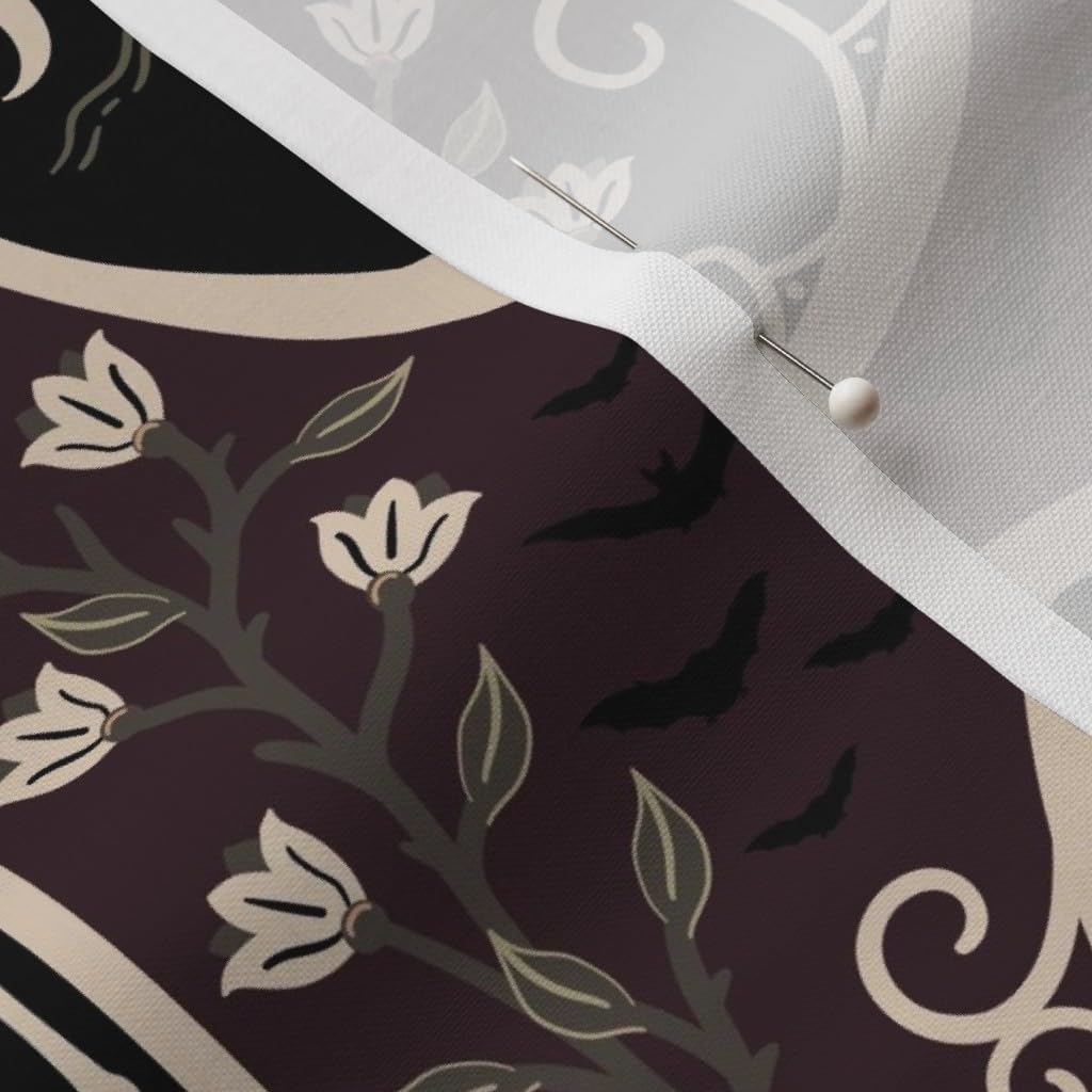 Spoonflower Fabric - Skeleton Dance Black Purple Moody Halloween Spooky Graveyard Cemetary Printed on Petal Cotton Fabric Fat Quarter - Sewing Quilting Apparel Crafts Decor