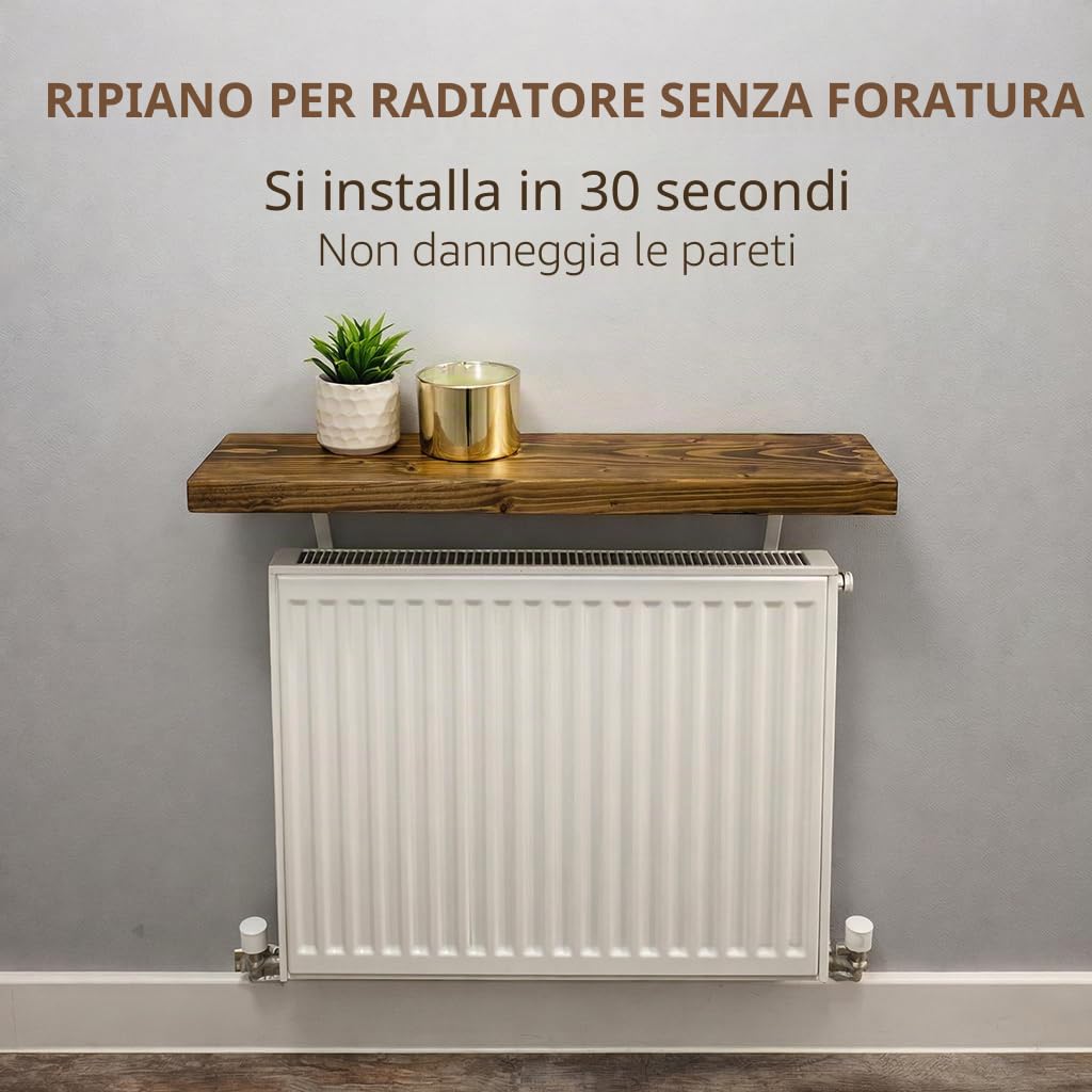 MKGT Mensola per radiatore senza trapano, rustica, sottile, per corridoio (rovere Tudor, 60 cm)