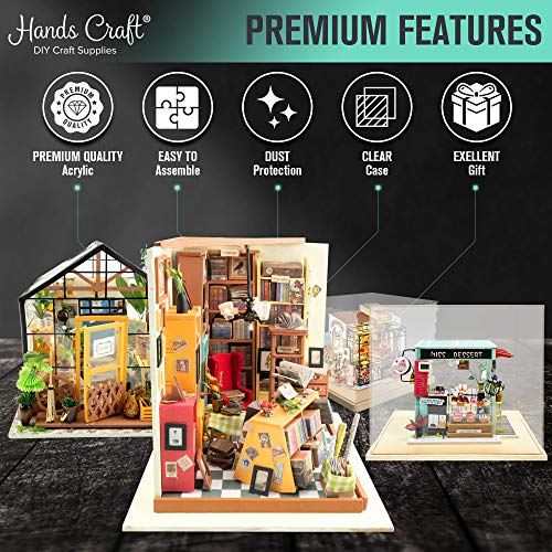 Hands Craft Miniatures Dollhouse Display Case – Acrylic Dust Cover Wooden Base Transparent Clear Dustcover Collectibles Diy House Model Assemble Box (Df01M) #TOP3
