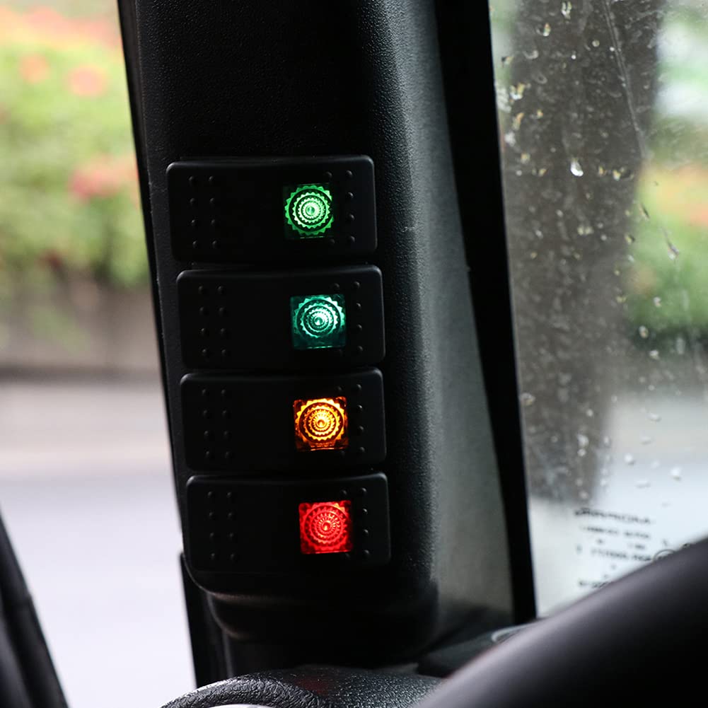 Jeden panel przełączników kolumnowych Przełączniki kombinowane Wysokiej jakości materiał ABS 4 przełączniki LED ON OFF Łatwa instalacja Idealne dopasowanie Wrangl