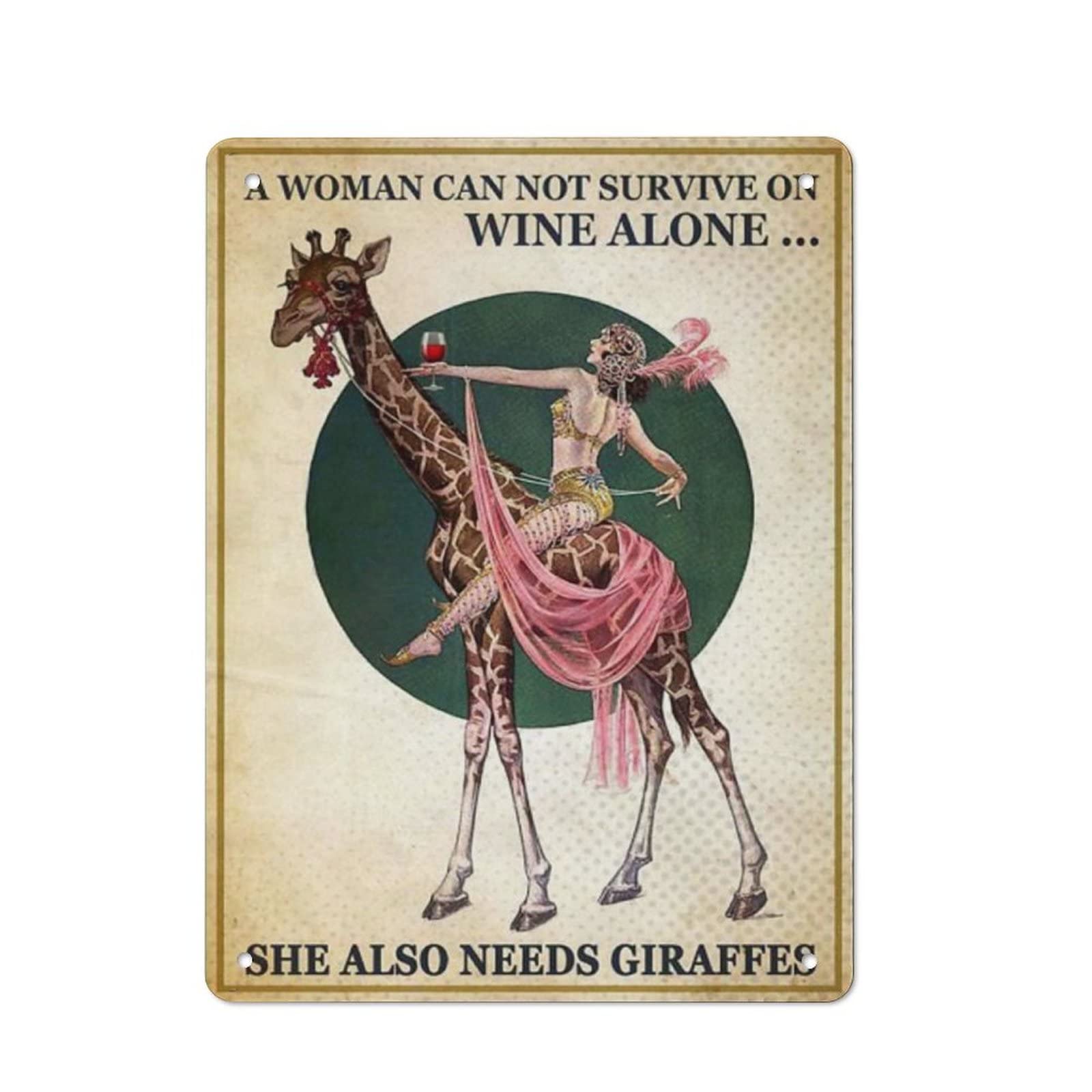 AOOEDM A Women Cannot Survive Wine Alone Metal Tin Sign for Home Bar Pub Kitchen Wall Art Deocr Man Cave Vintage Metal Sign Poster Plaque Signs Quotes Sign