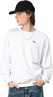 [フィラ] スウェット 裏毛 メンズ トレーナー クルーネック 丸首 プルオーバー 長袖 ワンポイント ロゴ 刺繍 スタンダード 人気 大きいサイズ ゆったり 部屋着 ルームウェア トップス 韓国 春 秋 冬 男女兼用 FH7445