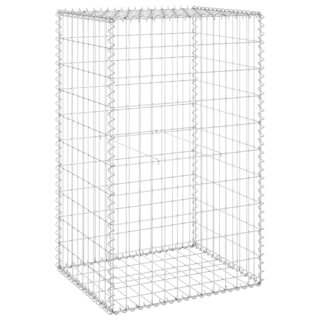 Vidaxl Silver Gabion Wall With Covers Stone Barrier Gabion Cage Basket Retaining Wall Fence Protection Outdoor Landscape Galvanised Steel 60 Cm