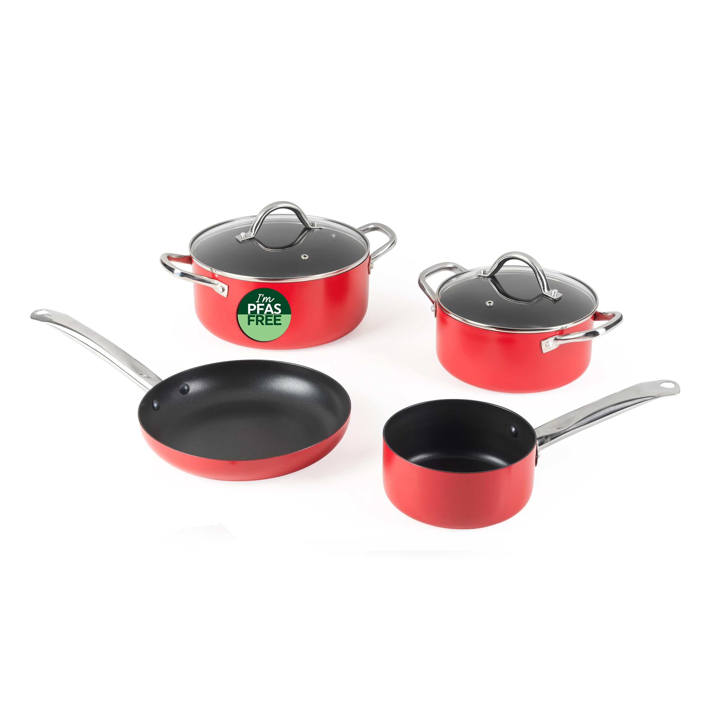 Russell Hobbs Riviera Kochgeschirr-Set, 4-teilig, Keramik-Antihaft | Pressaluminium, PFAS-freie Keramikbeschichtung, induktionsgeeignet, ofenfest bis 220 °C, 24 cm Pfanne, 16 cm Topf, 20/24