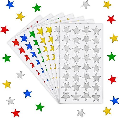 Pegatinas de estrellas de 1000 unidades. Calcomanías pequeñas de colores surtidos, calcomanías de estrella de papel de aluminio de  pulgada de