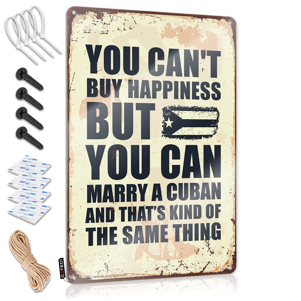 HELIOFORGE Cave Man Bar You Can'T Buy Happiness But Can Marry A Cuban Sign Funny Poster Sign Bar Accessories For Man Cave(30X40CM)