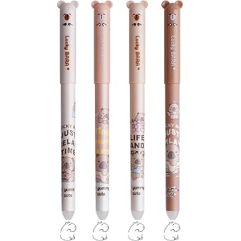 4 St ck Radierbarer Kugelschreiber Cartoon Capybara Muster Radierbare Stifte Radiergummi mit l schbarer Tinte 05 mm Mine Radiergummi Stift Aesthetic Tintenroller radierbarSchwarz