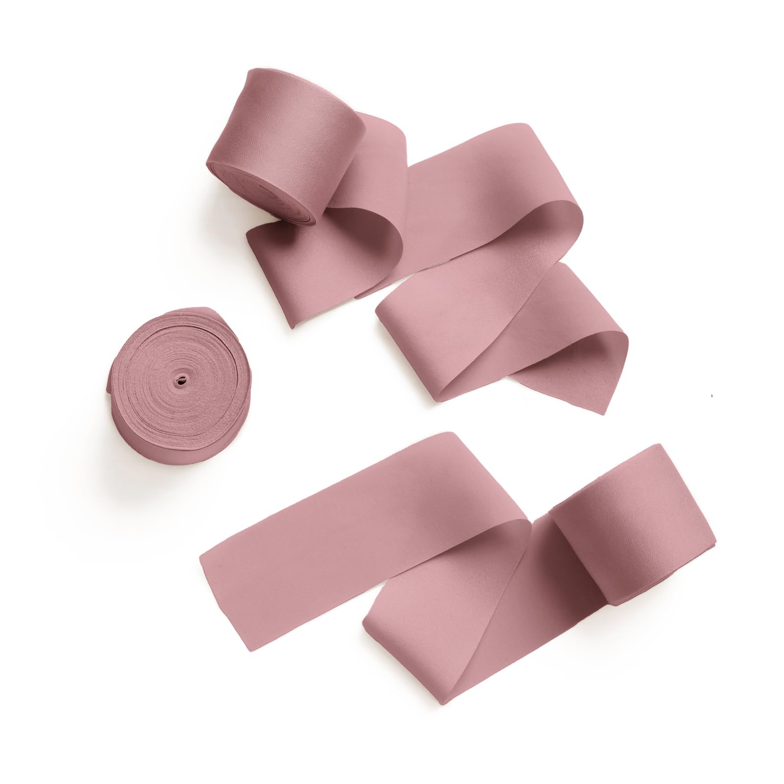Ling's Moment Satin Pink Ribbon, 1.6 Inch x 20Yd Dusty Rose Silk Thick Fabric Ribbons for Craft Gift Wrapping Flower Bouquet Wreaths Birthday Wedding Invitations Decorations Baby Shower