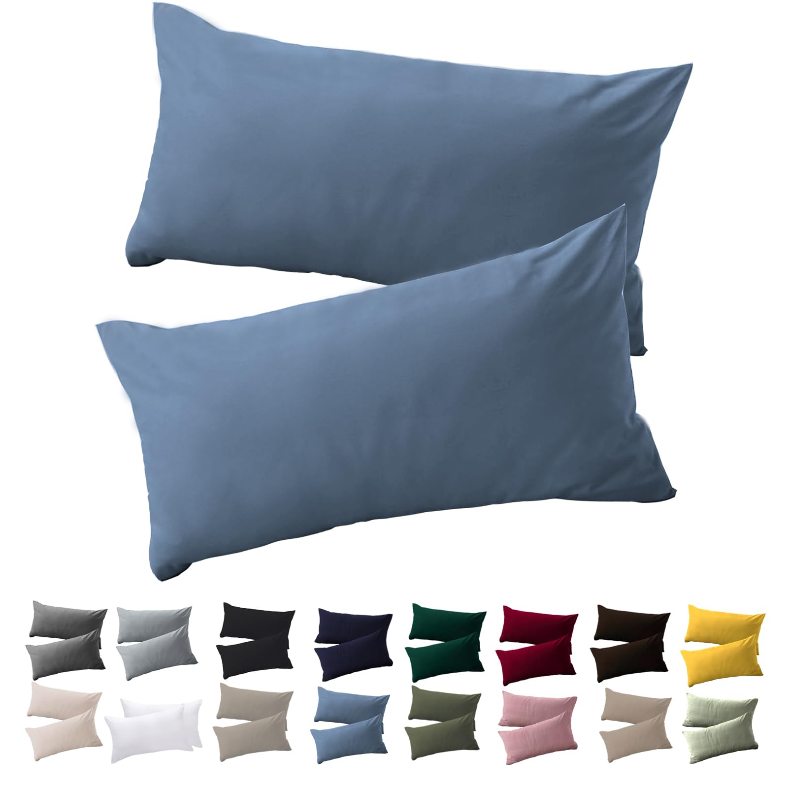Soifox 2er Set Kissenbezug Mikrofaser weich und angenehm bügelfrei & knitterfrei