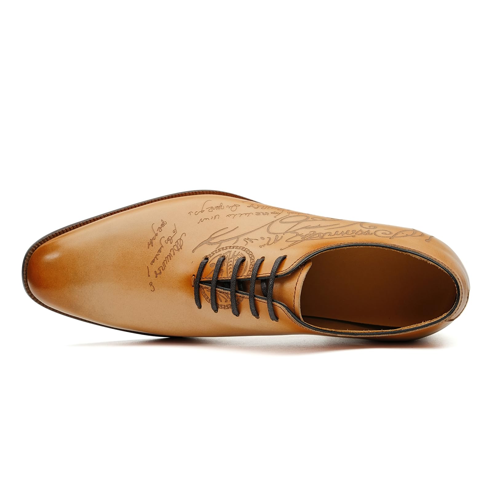 Générique Oxfords Formels en Cuir Poli pour Hommes Chaussures Habillées Rétro à Lacets Faites à la Main