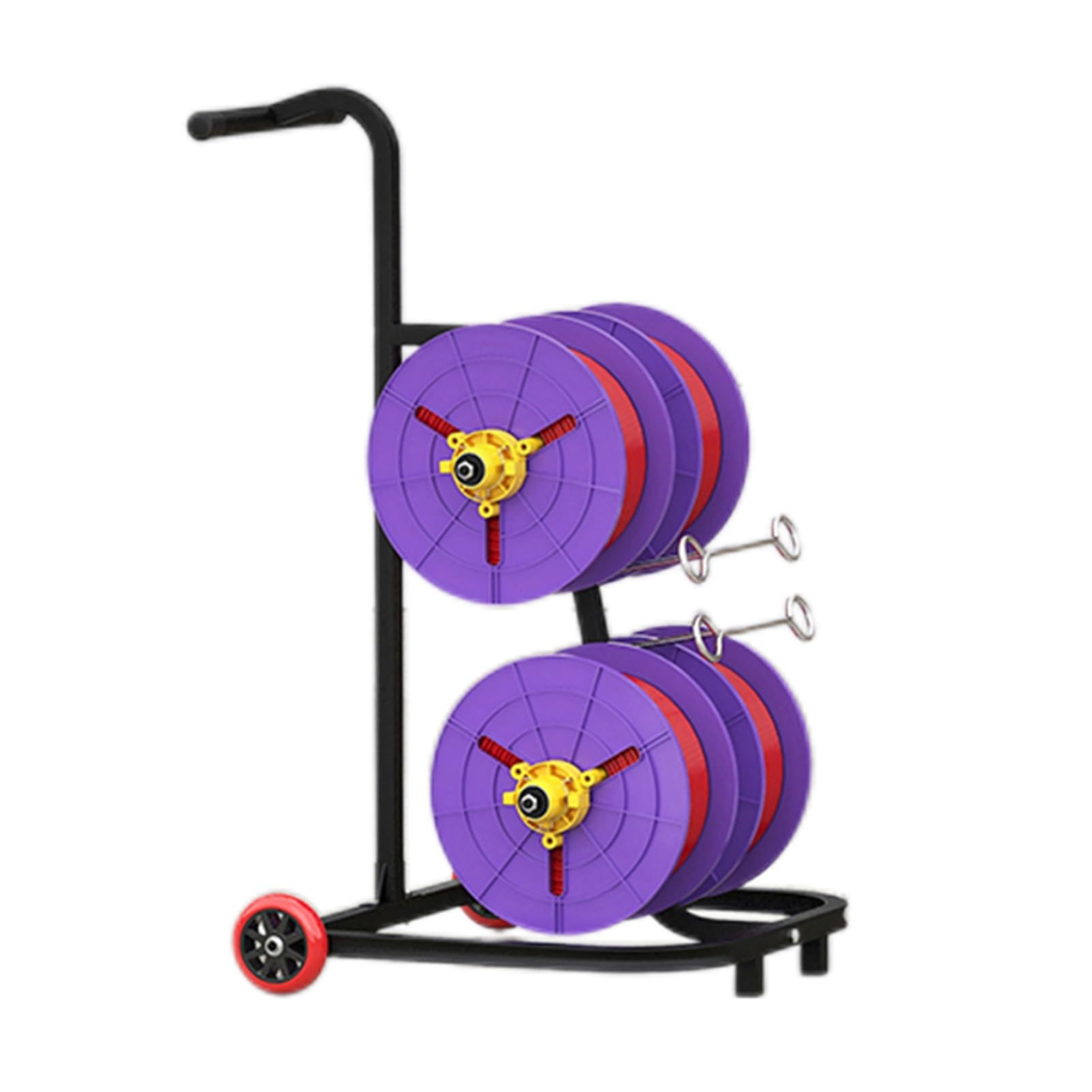 ZFUCMAYL Wire Spool Rack,4/6/8 Reel Transportable Cable Caddy with Wheels,Reel Holder/Dispenser,Independent Bearing for Wire Pullers and Duct Reels(4 Reel)
