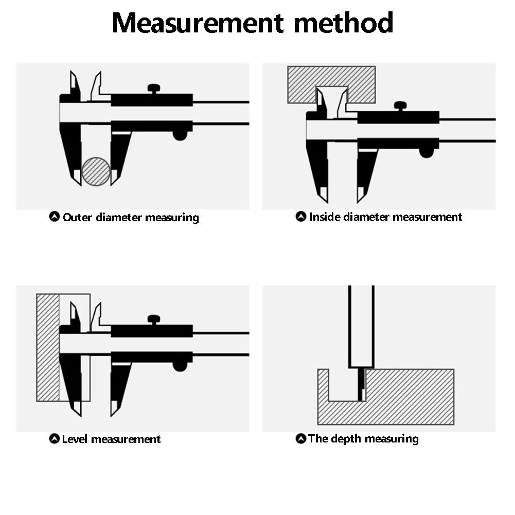 Calibrador de 0 a 300 mm, calibrador de precisión de acero rico en carbono, con alta precisión de medición para medir la profundidad, medición interior Medida exterior (0-300 mm)