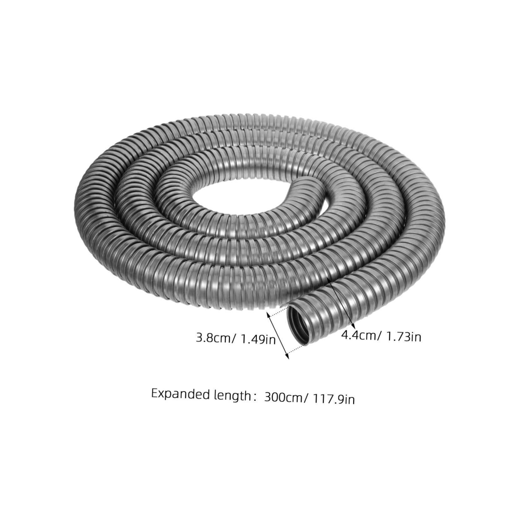 Healeved Tubo Flessibile Corrugato in Acciaio Inossidabile 304 da 38mm, Guaina di Protezione per Cavi Elettrici da Esterno e Garage, Tubo Protettivo Resistente alle Intemperie, 3 Metri