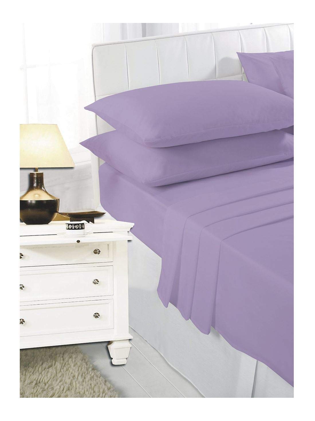 EGYPTO Extra DEEP 4ft (Small Double) Fitted Bed Sheets 16"/40cm Depth (Lilac)