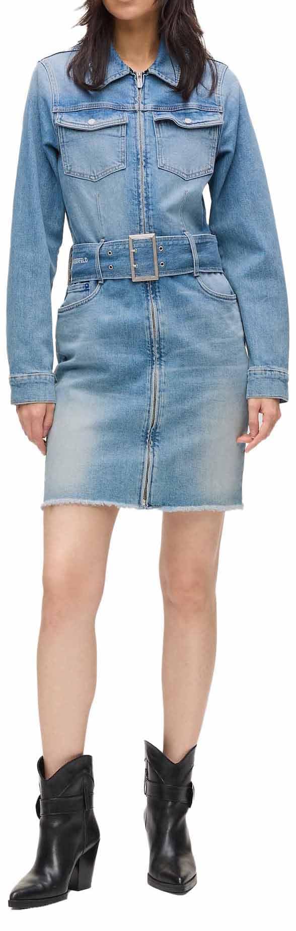 Karl Lagerfeld Jeans, Damska, Sukienka Z Paskiem, Regular Fit
