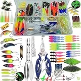 Njord Kalastus Mega Forellen Gummiköder Sortiment Box 126 Teile Komplettset | Perfektes Angel Geschenk für Angler | Gummi Forellen Köder und Barsch Köder Set | Angelköder Gummiwurm Barsch Set
