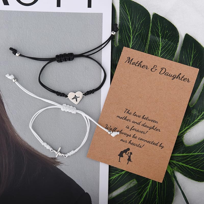 Matching Gifts for Mom And Daughter Bracelets Heart Heartbeat Bracelet for Mother Daughter Birthday Gifts for Mommy Mom Mama Mothers Day Retirement Gifts for Mom Mother Daughter Bracelets - Image 6