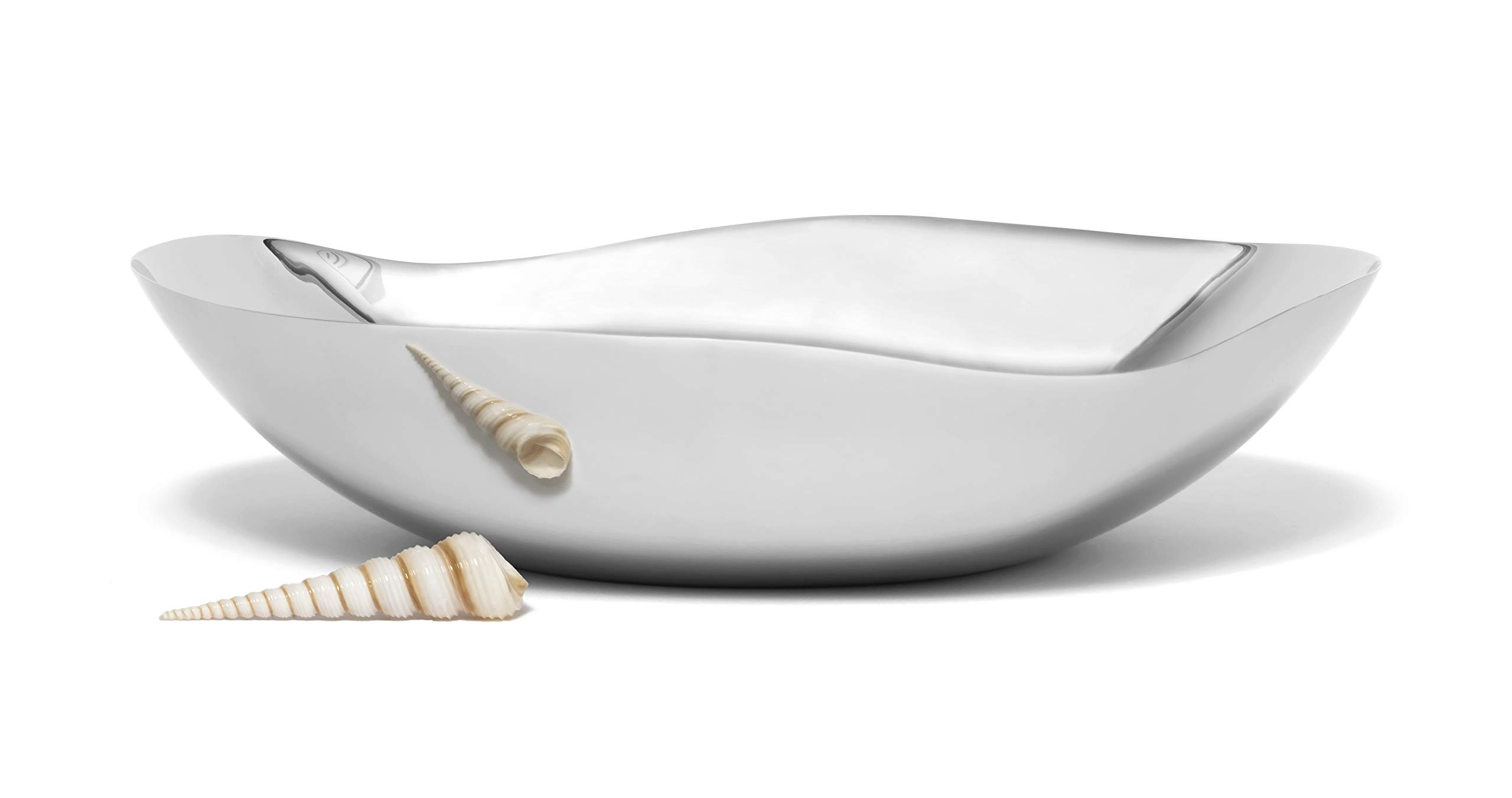 Lipper International Seascape Stainless Steel Large & Shallow Wavy Bowl 12” , Mirror finish