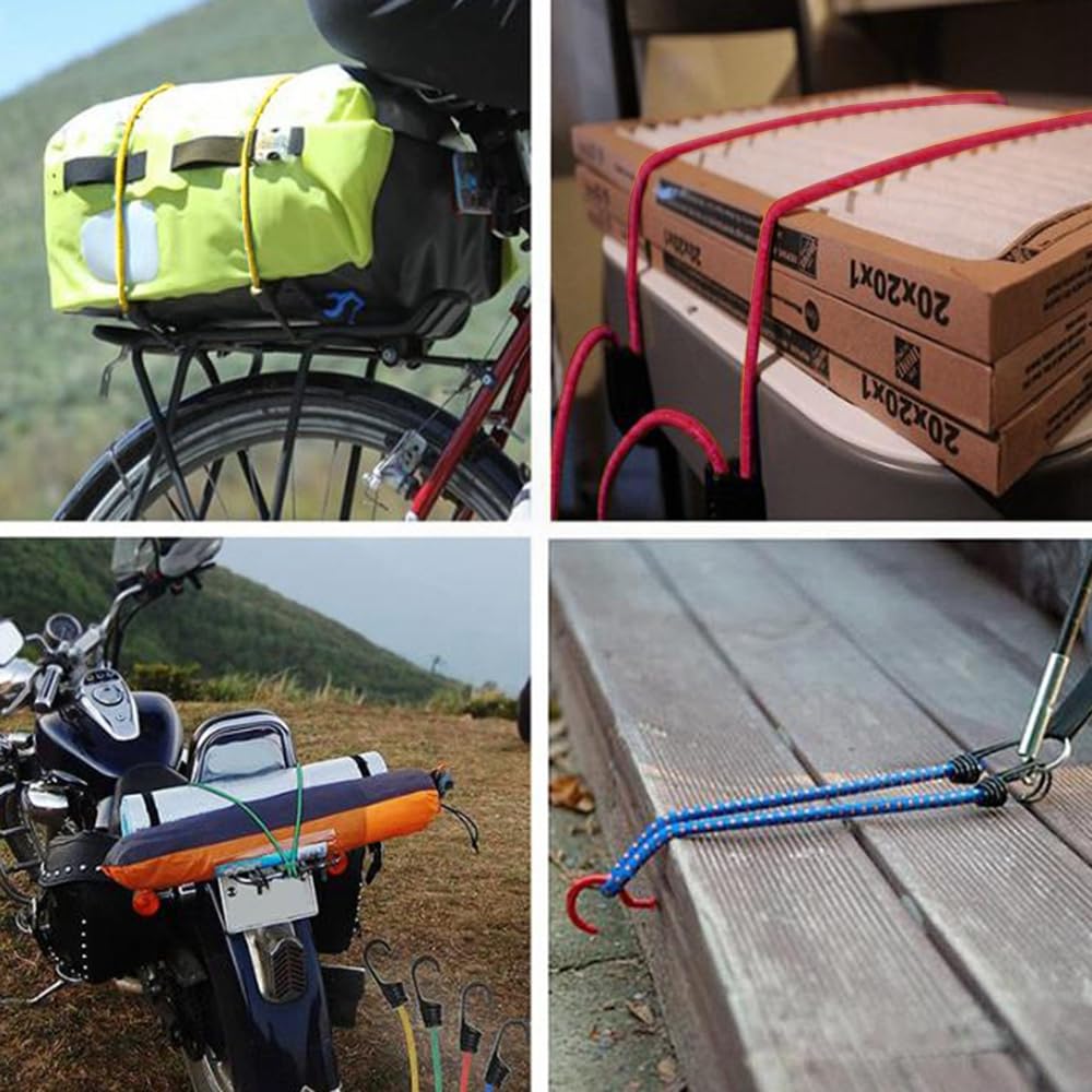JSCARLIFE Corda elastica per saltare con gancio, corde elastiche resistenti e fissaggi per esterni, cinghia per bagagli per biciclette, camper, carrello da pesca (18)