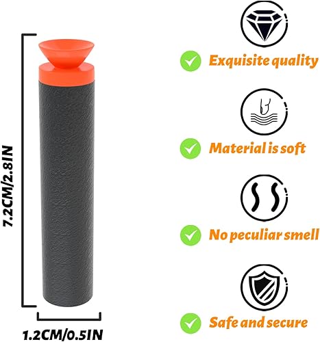 Miniatura 2 de EKIND Paquete de 100 piezas de repuesto de dardos de succión de bala de espuma compatible con NERF N-Strike Series Blaster (negro)