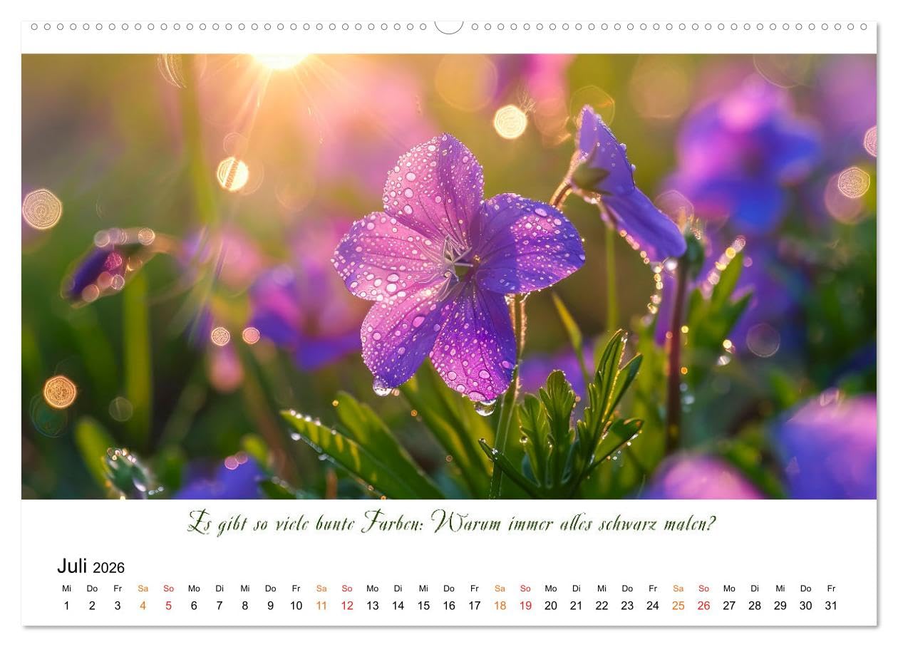 Freu Dich Motivations-Kalender (hochwertiger Premium Wandkalender 2026 DIN A2 quer), Kunstdruck in Hochglanz: Blumen und Positivität, Inspiration und Lebensfreude. (CALVENDO Menschen)