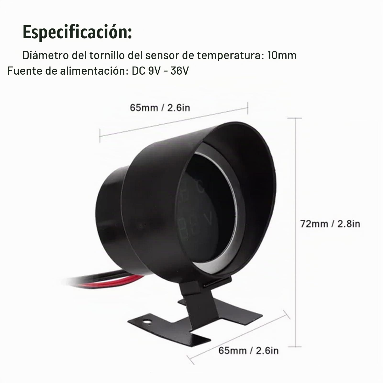 Medidor Digital de Temperatura del Agua y Voltímetro LED Redondo, Luz Azul, para Coche/Moto/ATV, Fácil Instalación