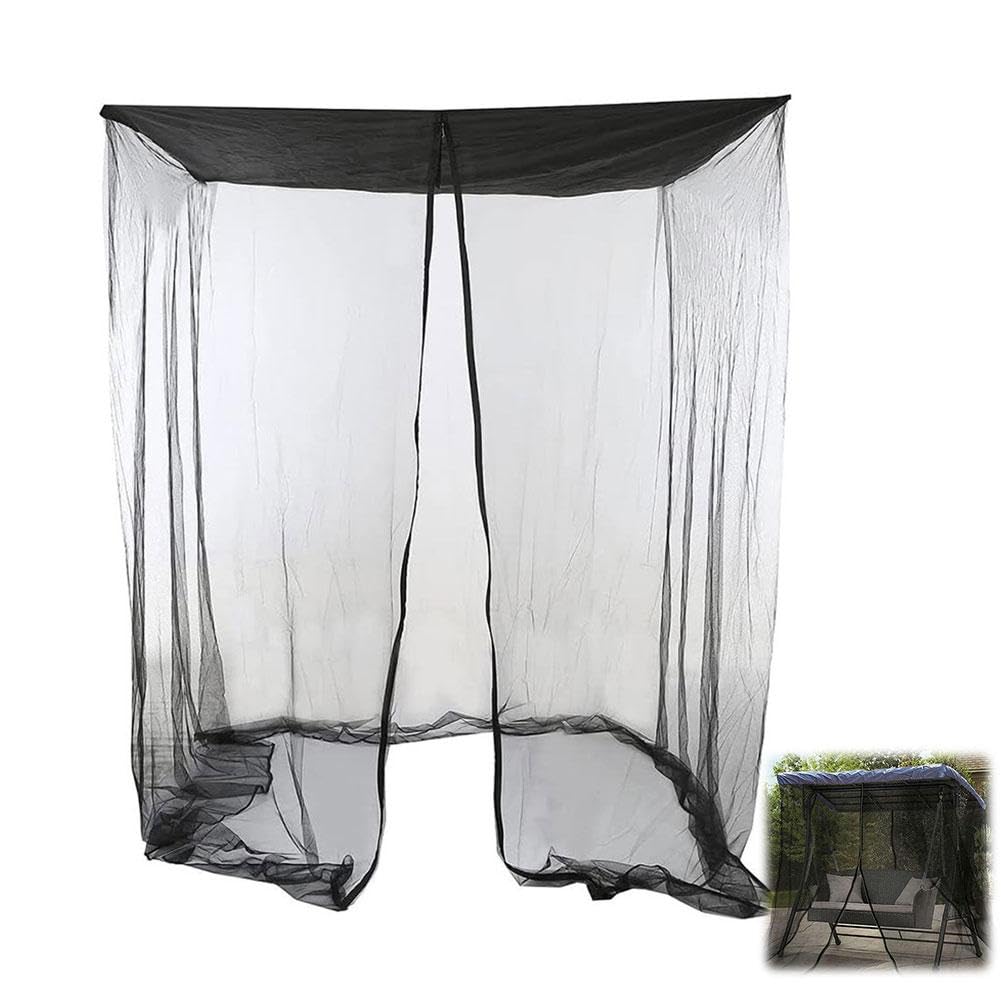Outdoor Mosquito Netting for Patio Swing, 3-Person Large Porch Swings Netting with Waterproof Roof Tent and Zipper, High Density Mesh Screen for Garden Yard Relaxation (72.8" x 49.2" x 80.7")