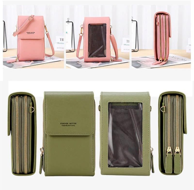 Anti-Theft Leather Bag RFID Block Phone Purse Crossbody for Women Touchscreen Mini Phone Purse Crossbody Bag