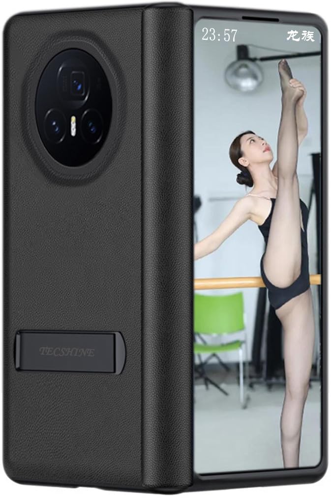 Scharnier Hüllen für Honor Magic V3. Einteilige Handy-hülle aus Leder. Lederholster/Handy Case für Honor Magic V 3 Faltdisplay Handyhülle -Schwarz
