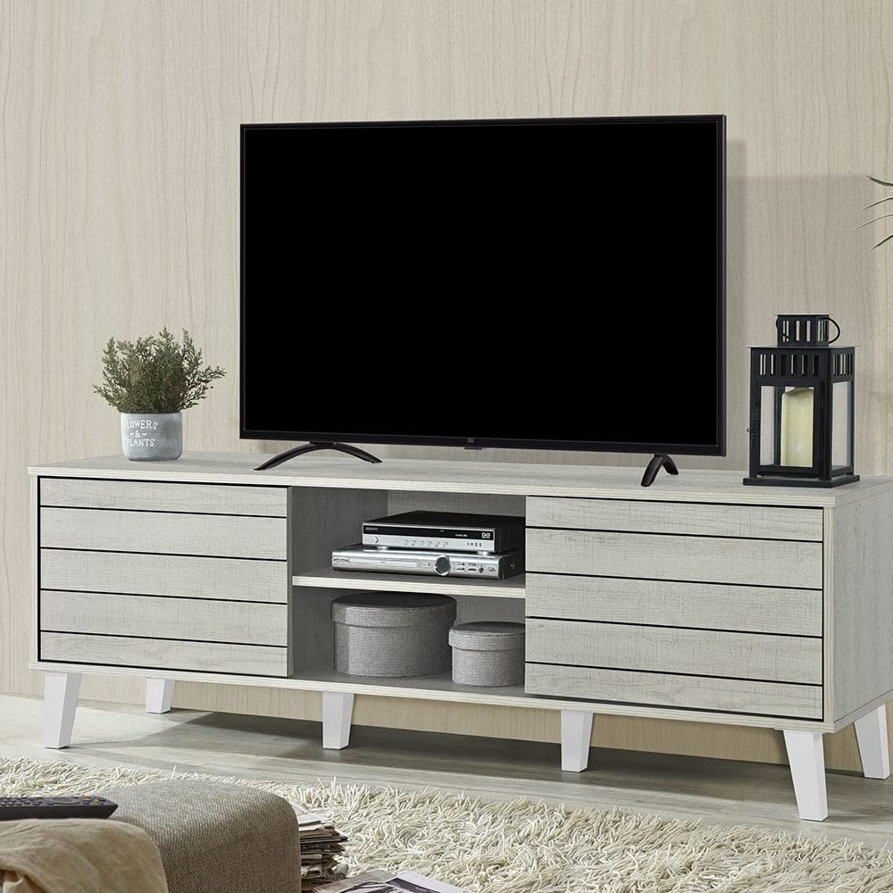 Danube Home Edralin Tv Unit Upto 50 Inch Tv I Entertainment Modern Design Wall Unit Furniture I Tv Stand For Living Room, Bedroom I Tv Unit Rack L 150 X W 60 X H 45 Cm White