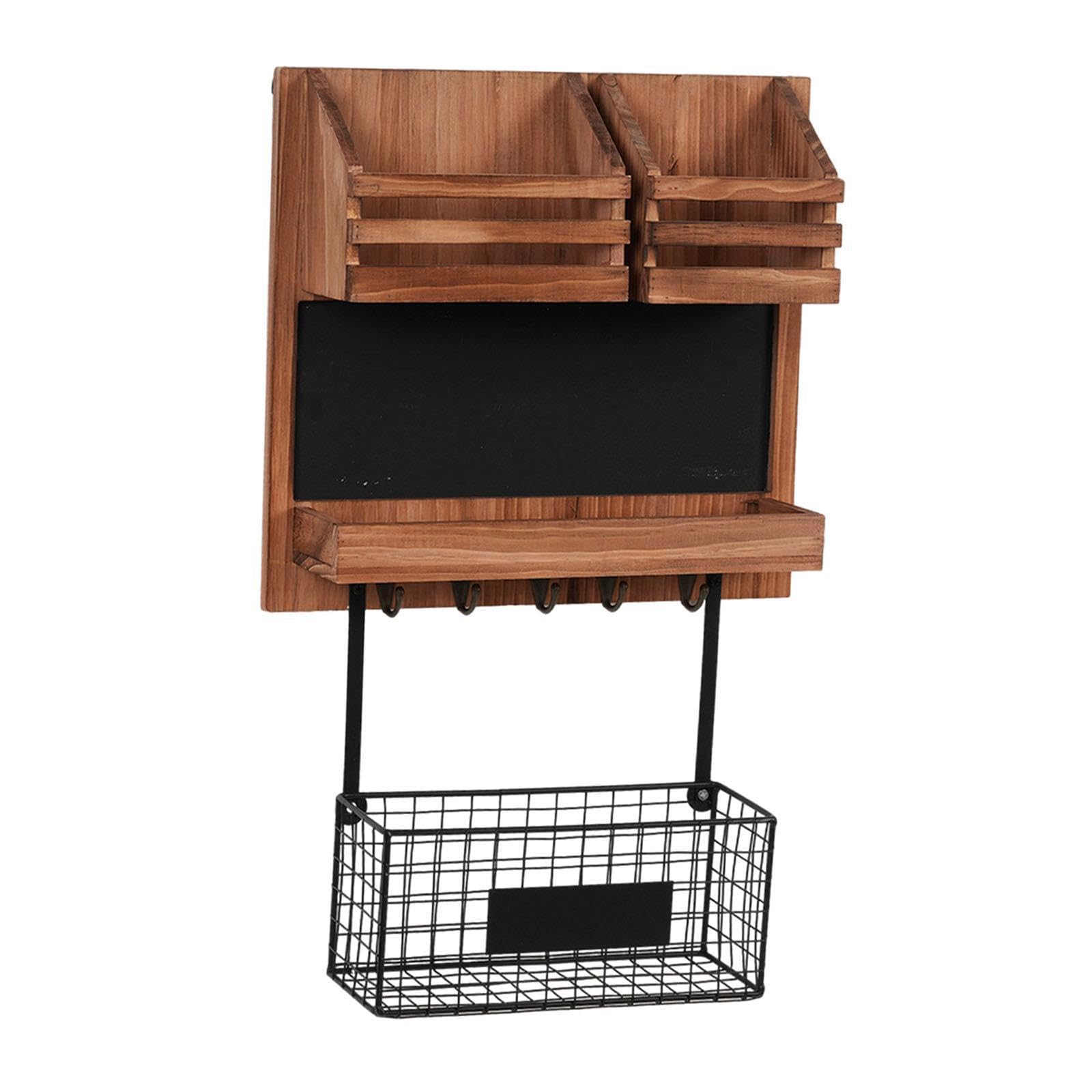 Wandmontierter Brief und Schlüsselhalter mit Aufbewahrungskorb im rustikalen Landhausstil. Robuste Holzkonstruktion, die jedem einen Hauch von Eleganz verleiht. Briefablage mit