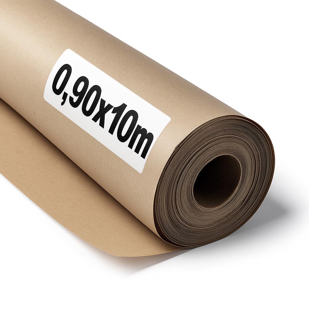 OFITURIA Naturbraunes Kraftpapier 70 g/m² – Rolle 0,90×10 m – Pack mit 3 Rollen – Recyclingpapier für Verpackungen, Basteln und Dekoration – Reißfest – Geeignet für Acryl- und Ölfarben