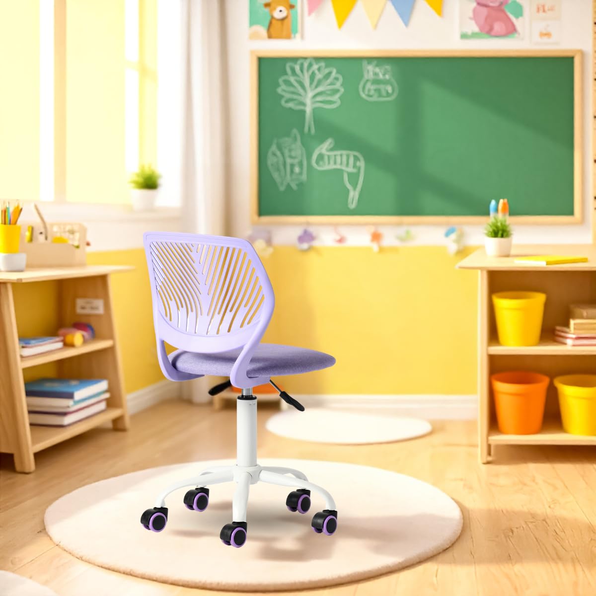 FurnitureR Sedia ergonomica scolastica con schienale in rete traspirante, altezza regolabile, viola morandi