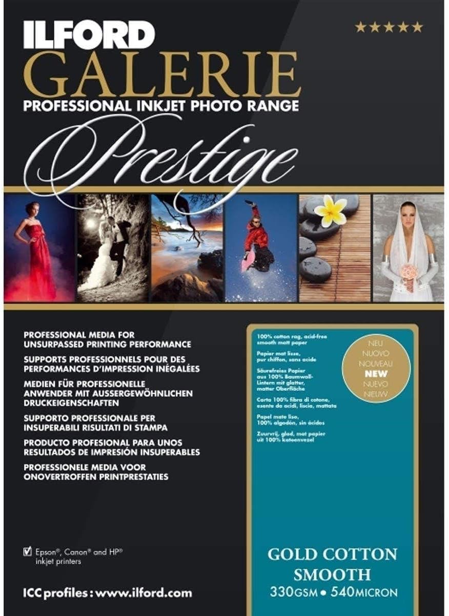 ILFORD 2002388 GALERIE Prestige Gold Cotton Smooth - 13 x 19 Inches, 25 Sheets