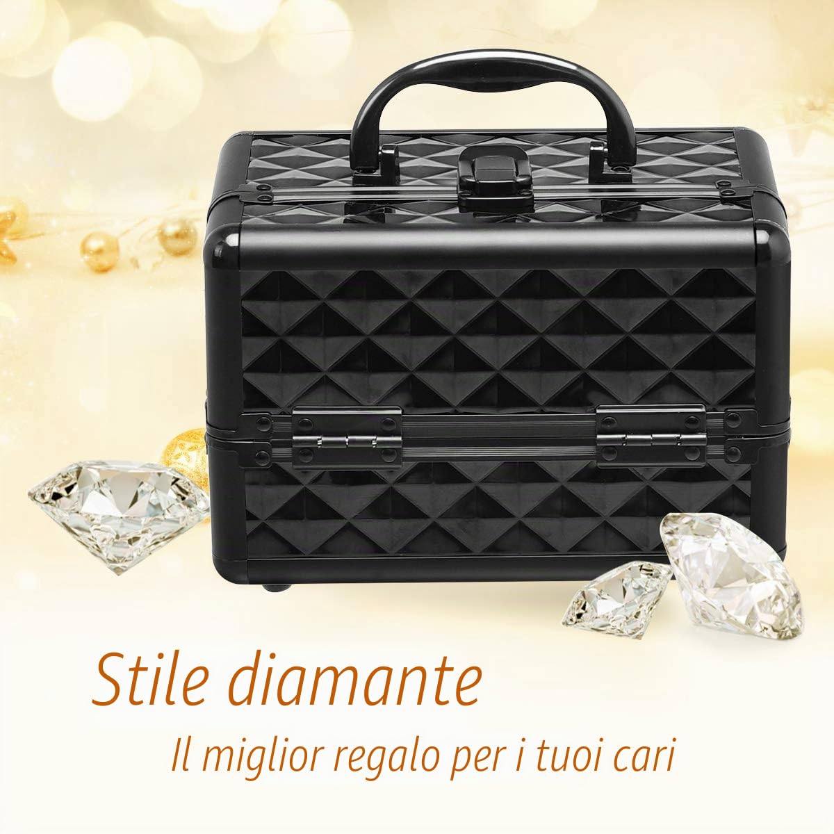 GIANTEX Valigetta per Cosmetici, Scatola Trucchi Professionale, Valigetta per Trucchi, con Specchio, Beauty Case, Pieghevole e Portatile, 23 x 15 x 18 cm
