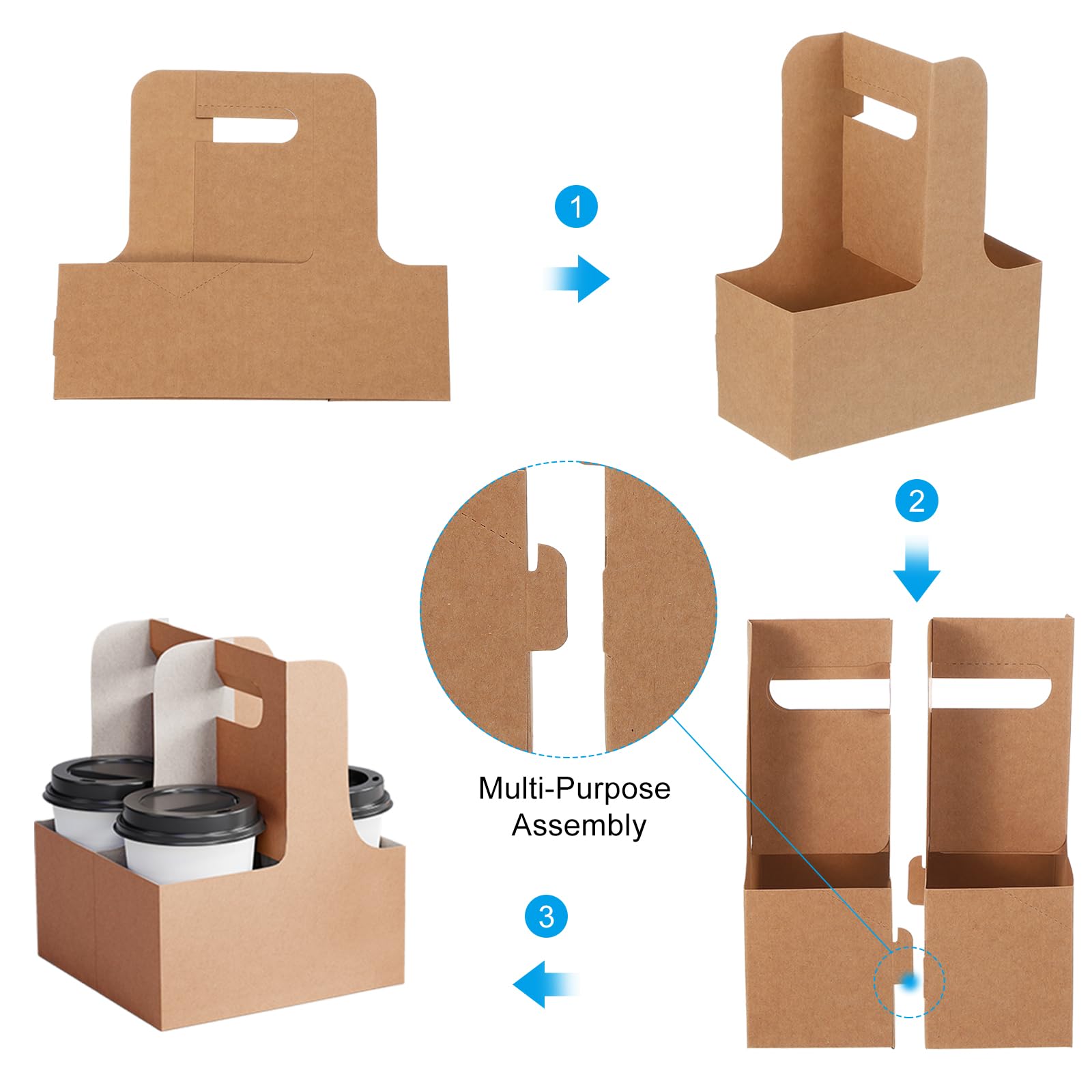 PATIKIL 2 Porte-Gobelets avec Poignée, 20 Pcs Kraft Paperboard à Emporter Porte-Gobelet à Café, Porte-Gobelets Jetables Portables pour Service de Restauration à Emporter, Noir