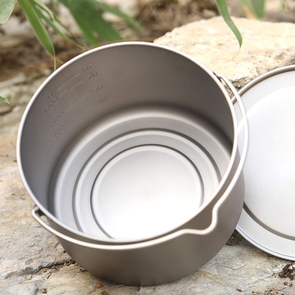 Lixada Topf aus Titanium, 2800ml Camping Titan Pot, Tragbarer Hängetopf mit Deckel, für Outdoor, Camping, Kochgeschirr, Picknick, Ultraleicht 302g
