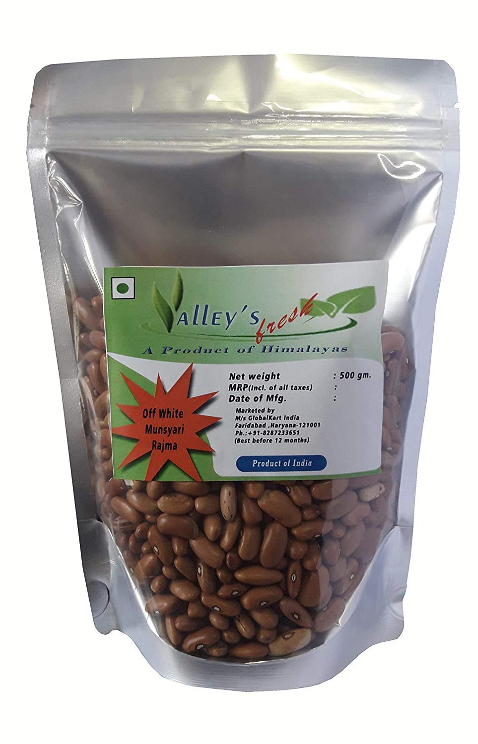 Valley's Fresh Pahadi 100% Pure Natural Organic Brown Munsyari Kidney Beans Rajma 1000 Grams(1 kg)