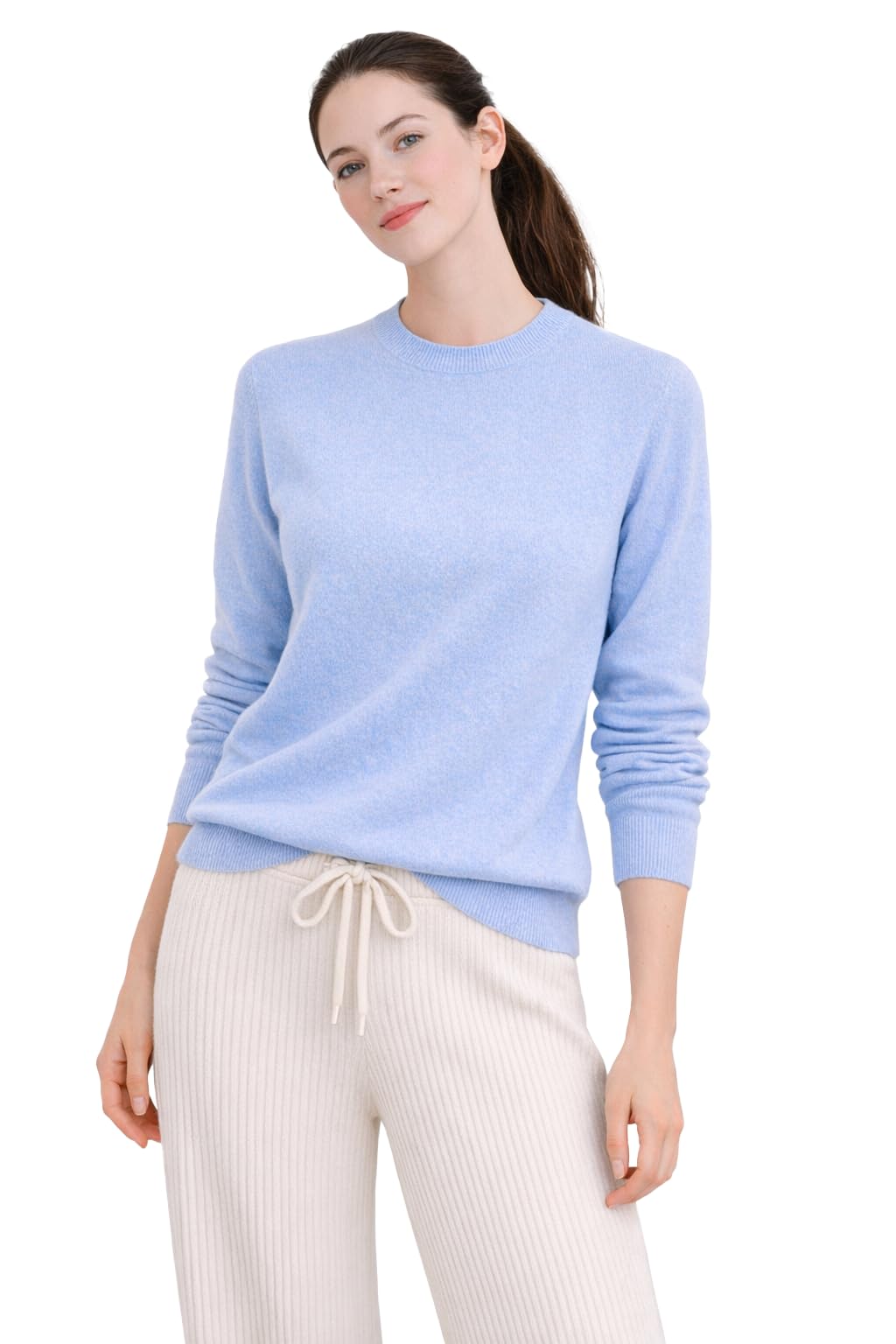 Cashmeren Women’s Basic Crewneck Sweater 100% Pure Cashmere Long Sleeve Round Neck Pullover