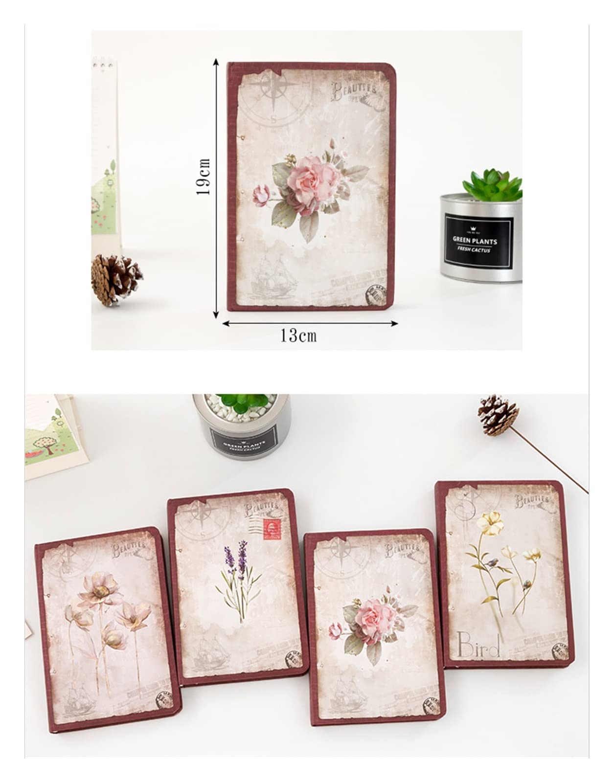 Hardcover Diario retrò Taccuino Blank Blank Insert Super Spessa 260 pagine 13 * 19 cm Blocco note for ufficio forniture for ufficio (Color : 02)