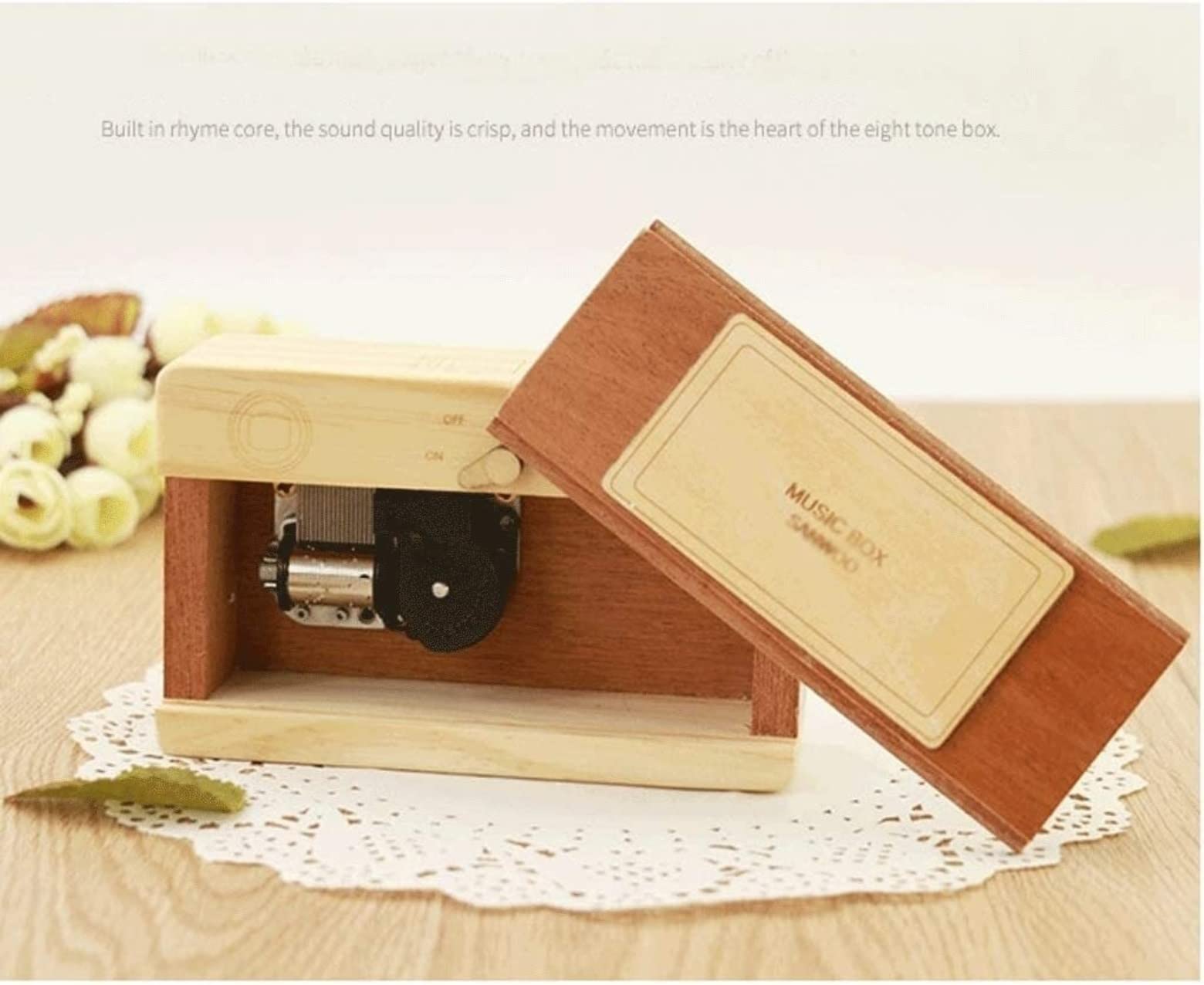 Caja de música para cámara, caja de música de madera, caja de pronunciación para cumpleaños, Navidad, el nombre de la música está en la imagen, caja musical de regalo (madera, 12,5 x 7,5 x 6