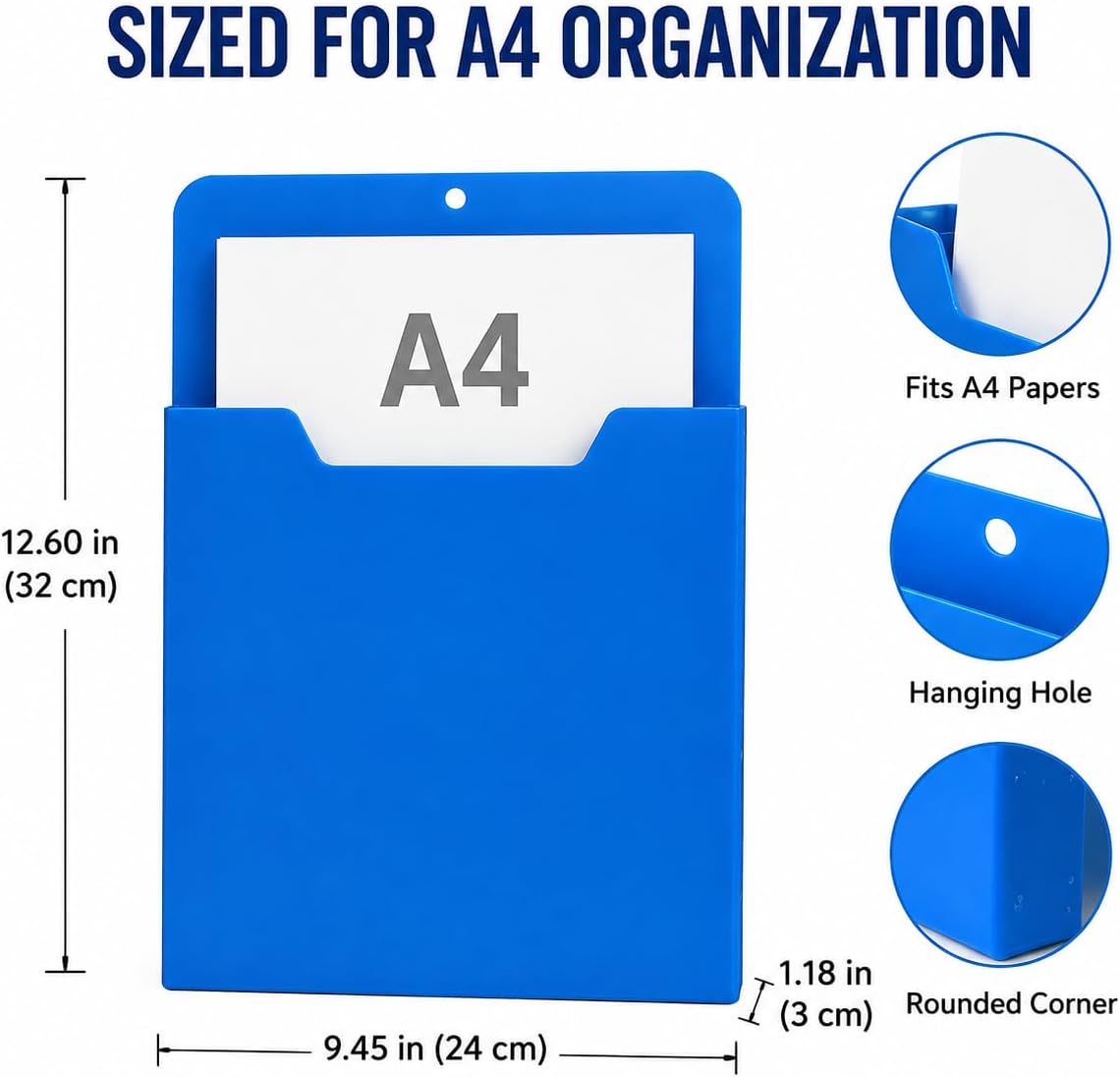 Magnetic File Holder, A4 Paper Organizer Pocket for Fridge, Office & Classroom，4*Mixed image 4