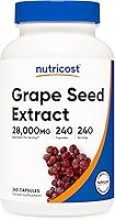 Vista 1 de Nutricost - Extracto de semilla de uva 28,000 mg, 240 cápsulas - Sin OMG, sin gluten, apto para vegetarianos