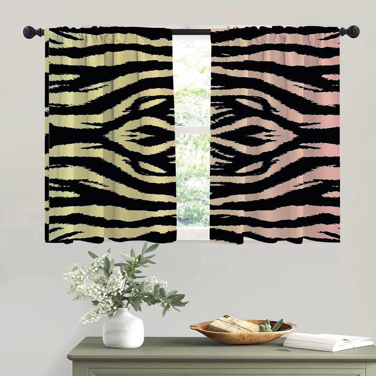 WHYATTColorful Curtains Clearance Zebra Modern Rv Curtains Wall Curtains 55inch Width by 45inch Length