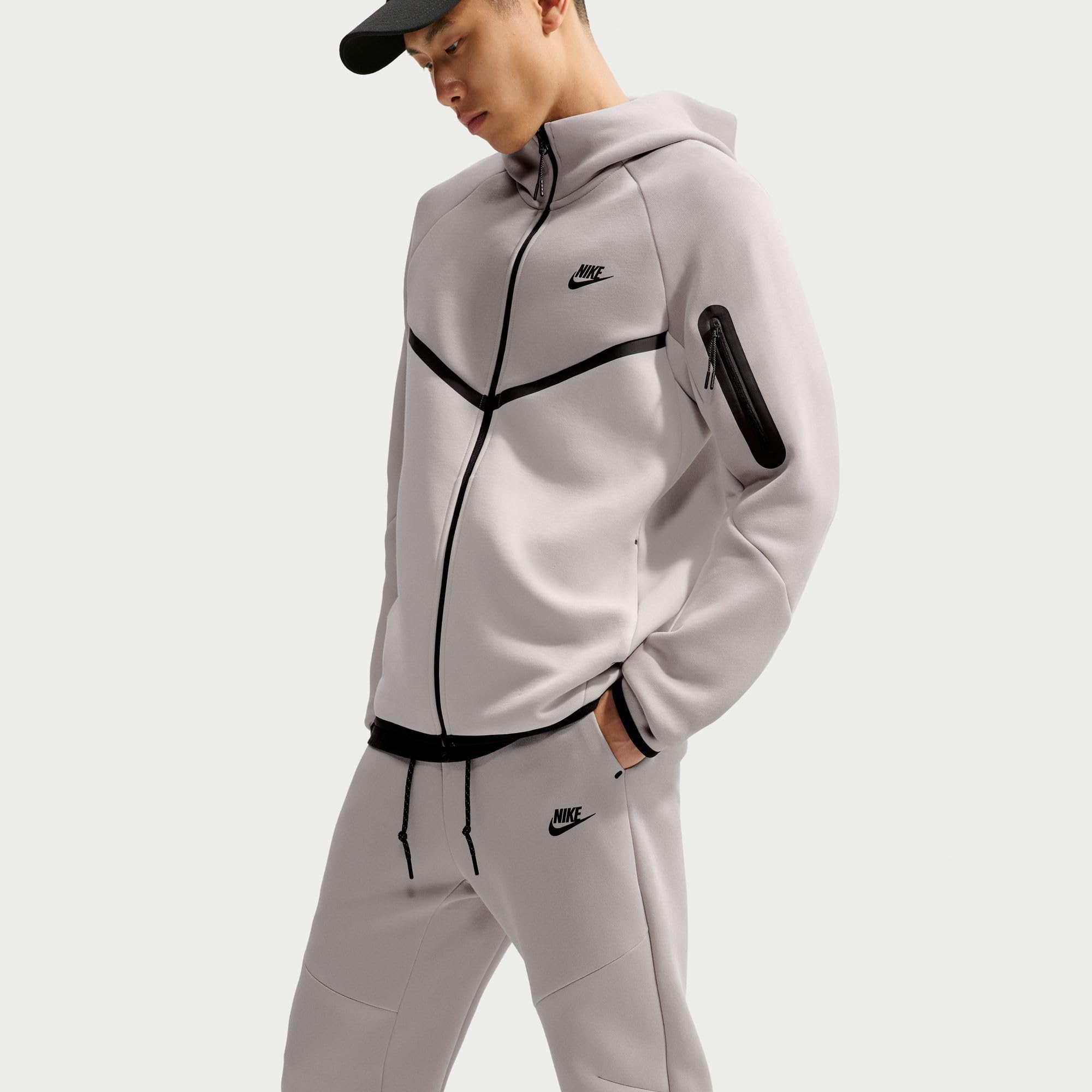 Nike Tech HV0959-009 - Pantaloni da Jogging in Pile da Uomo, Grigio College Grigio/Nero, M