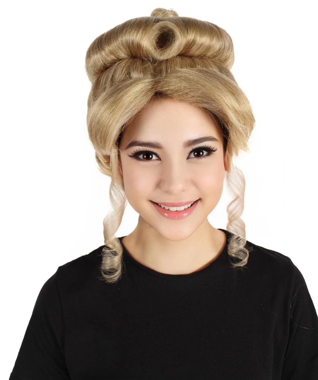 Adult Women's Blonde Updo Wig | Elegant Retro Hairstyle for Costumes and Cosplay | Flame-Resistant Synthetic Fiber Hair